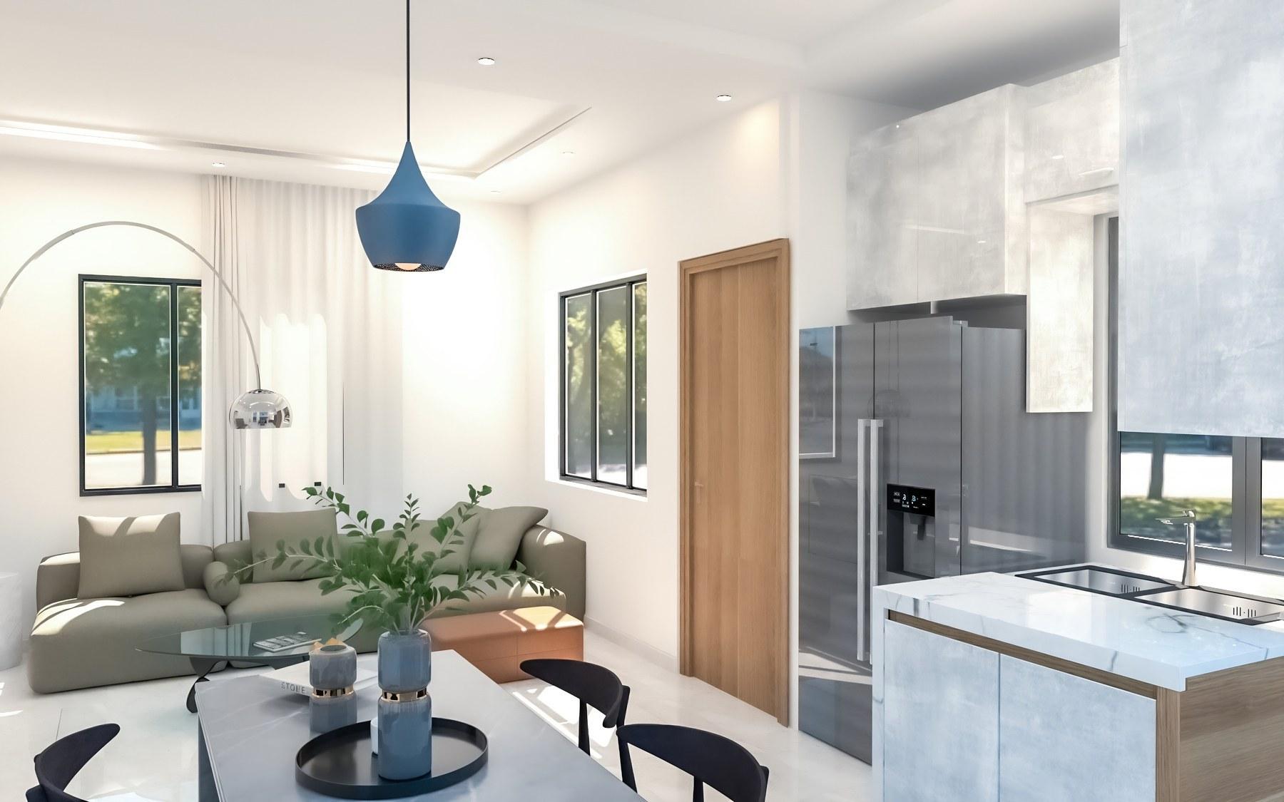 Bright apartment living room at The Courtyard